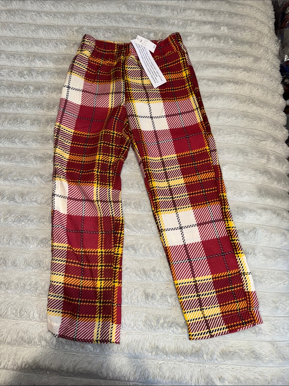 Kids Plaid Pajama Bottoms in Red and Yellow